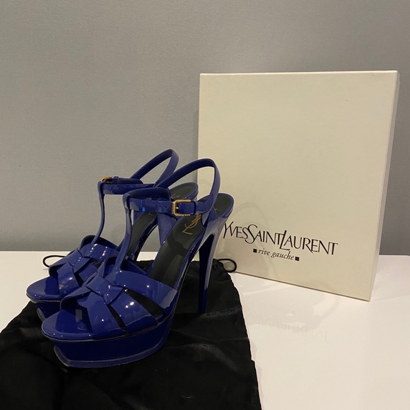 Saint Lauren Tribute Patent Leather Sandals - Picture 2 of 4